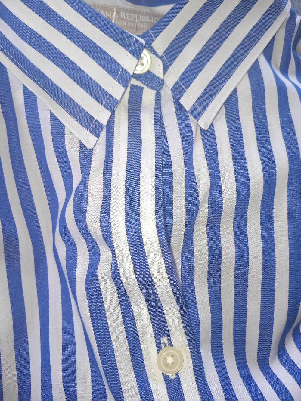 Banana Republic Women's Size 2 Blue White Striped Shirt - Picture 5 of 7